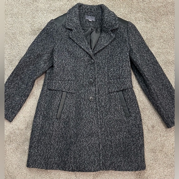 Gallery New York Women’s Black/Gray Wool Blend Long Coat Size Large